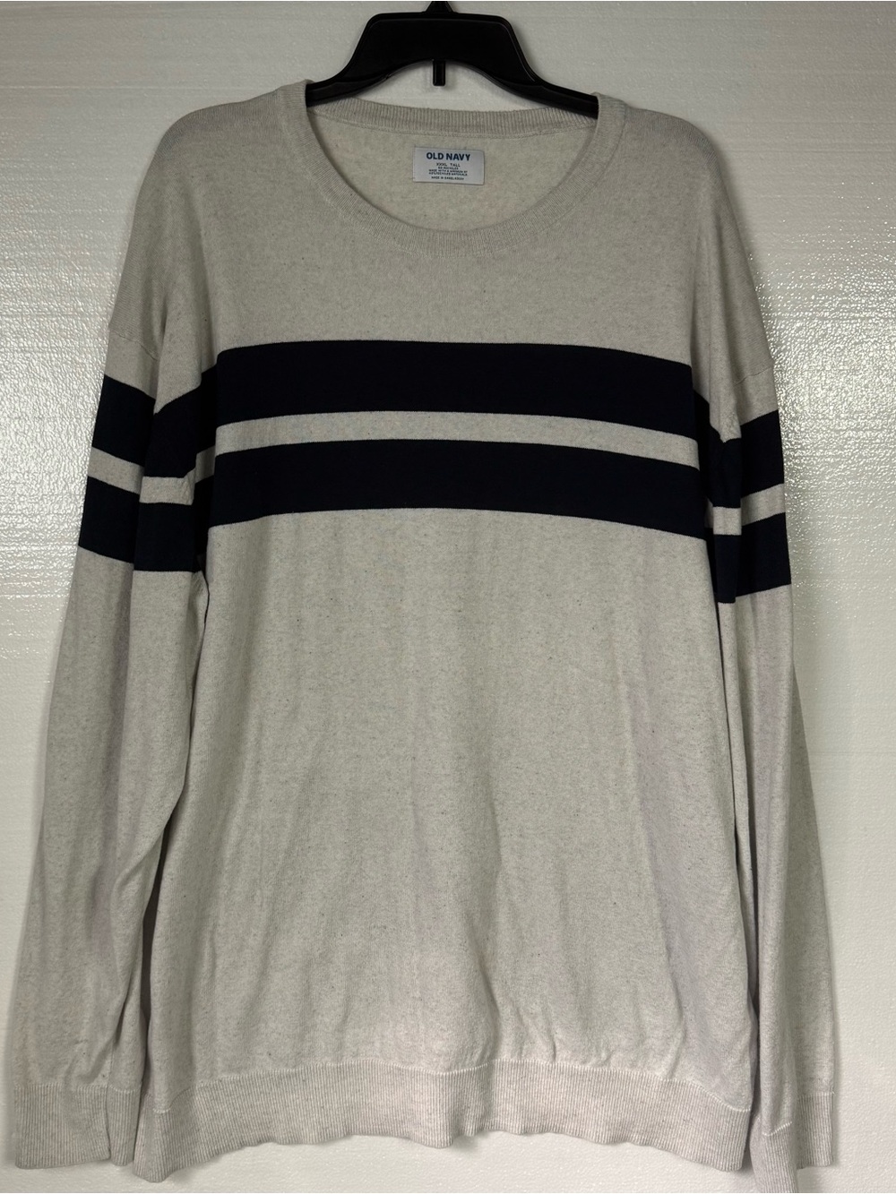 Old Navy Sweater Men 3XL Tall Multicolor Stripe Crewneck Pullover Long Sleeve